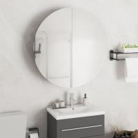 vidaXL Armario de baño con espejo redondo y LED 54x54x17,5 cm en color Gris/Blanco/Marrón y más | almacenamiento funcional diseño moderno para baño dormitorio sala - details 0