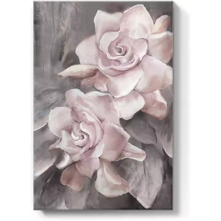 Arte de Pared Moderno con Estampado de Rosa Flores de Rosea, Gris Ideal para Comedor Sala de Estar - 1