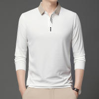 Camisa Polo Para Hombre De Color Sólido Casual Manga Larga Transpirable Cómoda Versátil Top Moda Negocios - details 15