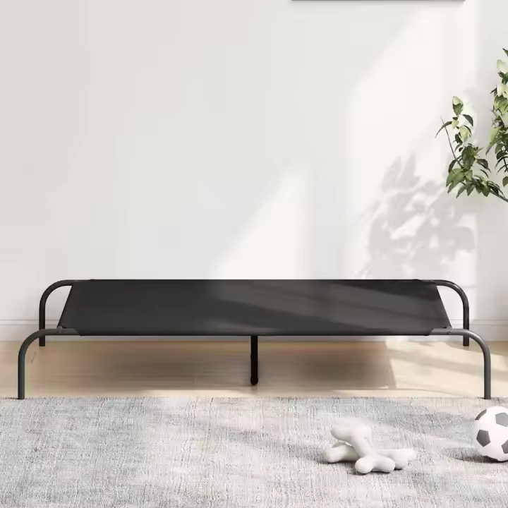 Cama elevada para perros negra 130x80x20 cm tela Oxford y acero - 1