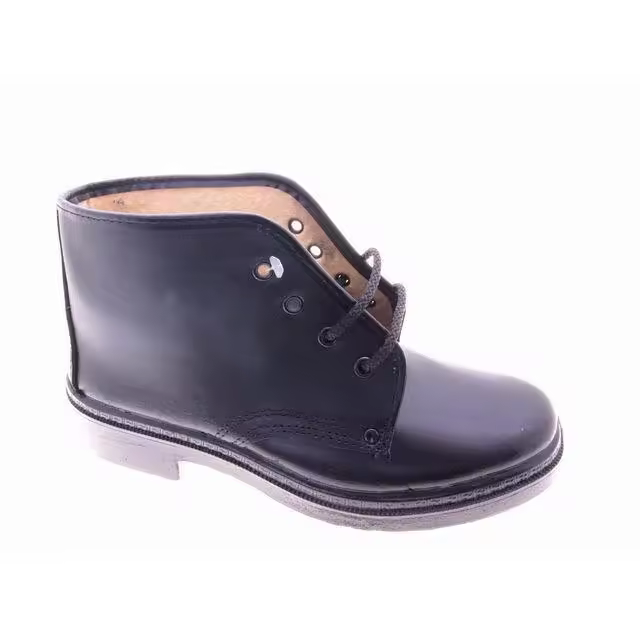 Mº010 BOTA NEGRA DE PIEL CON FORRO ROPON MARCA PERVERSA ATADA CON CORDONERA SUELA DE GOMA BOTA CLASICA Y ELEGANTE - 1
