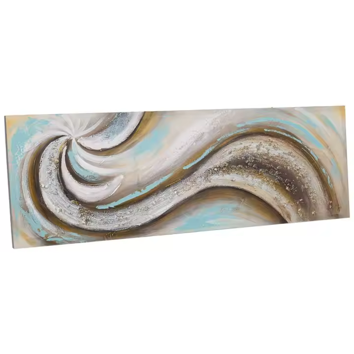 WANDERLUST DECO Cuadro pintado a mano con relieve gris 40x120x3h cm - 1