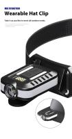 Linterna Frontal Recargable Bright Cap Con Lente De Advertencia Portátil Para Correr Por Noche Acampar Senderismo Pesca Con Luz Lateral COB Impermeable - details 4