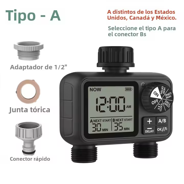 Nuevo Timer De Agua Digital Con 2 Salidas Control Independiente Programación Ajustable Instalación Fácil Riego De Jardín Y Césped - 1