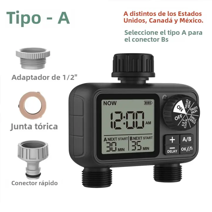 Nuevo Timer De Agua Digital Con 2 Salidas Control Independiente Programación Ajustable Instalación Fácil Riego De Jardín Y Césped - 1