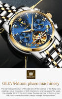 Reloj De Pulsera Automático Para Hombre OLEVS 6617 Lujo Esqueleto Hueco Flywheel Calendario Resistente Al Agua Fase Lunar Acero Inoxidable Romano - details 19