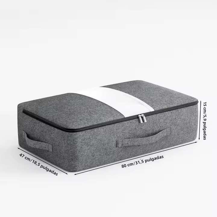 Bolsa De Almacenamiento Grande Para Cama Organizador De Ropa Con Cierre Hebilla Para Dormitorio Y Armario En Gris - 1
