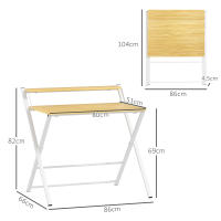 HOMCOM Escritorio Plegable Mesa de Escritorio Plegable con Estante Abierto Escritorio Pequeño para Estudio Hogar Oficina 86x66x82 cm Natural - details 2