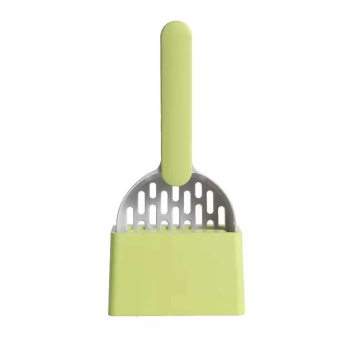 Pala de plástico para caca de gato, pala con Base, herramienta de limpieza para mascotas, caja de arena, limpiador, Verde - 1