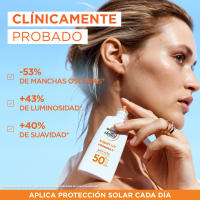 Garnier | Rutina Delial SUPER UV FPS50+ Bruma Protectora Facial con Textura Invisible - 75ML + SUPER UV Vitamina C FPS50+ Crema Fluida Diaria Anti-Manchas oscuras - 40ml - details 1