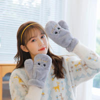 Guantes De Piel De Conejo Y Gato Para Mujer Guantes De Invierno De Plush Cálidos Y Suaves Medio Dedo Flexibles Y Gruesos - details 7