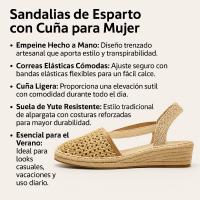 Calzados soraia, Sandalias de Esparto con Cuña para Mujer. - details 1