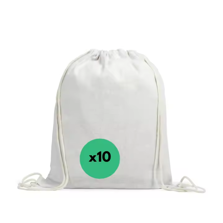 Mochilas de Poliéster para Sublimación Lote 10 unidades 42x34 cm - Acabado Nature con Cordones Resistentes, Ideal para Personalizar. Soen Shop. - 1