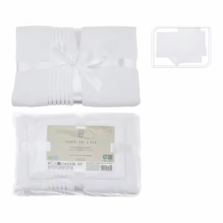 Juego de Toallas Essentials Blanco (3 Piezas) - 1