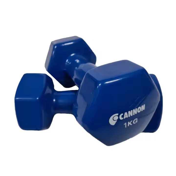 Juego de dos Pesas de Vinilo, 1, 1.5, 2, 3, 4, 5 Kg, set de Mancuernas de gimnasio para entrenamiento fitness y musculación, pesas hexagonales de vinilo, material de deporte. - 1