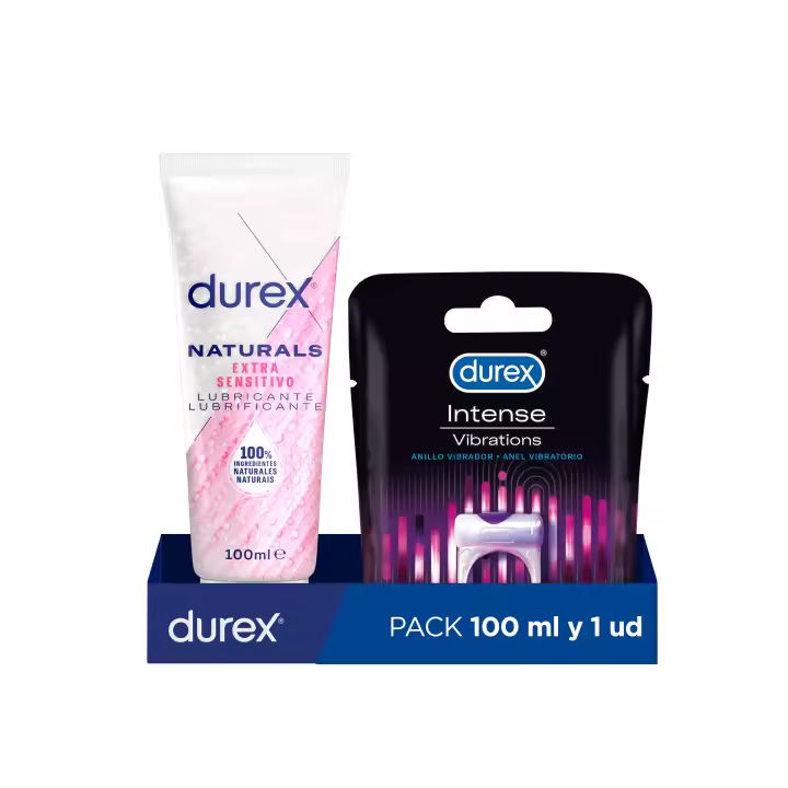 Durex Anillo Vibrador Intense Orgasmic Vibrations Estimulador Clítoris + Lubricante Naturals Extra Sensitivo  100% Natural - 1