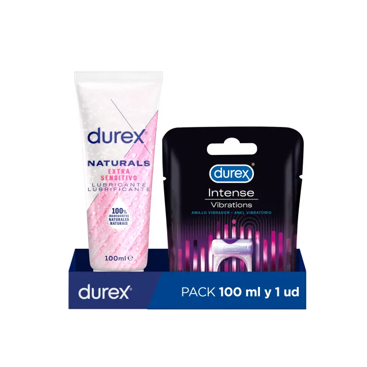 Durex Anillo Vibrador Intense Orgasmic Vibrations Estimulador Clítoris + Lubricante Naturals Extra Sensitivo  100% Natural - 1