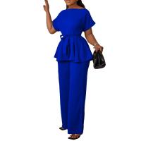 Conjunto De Pantalones Y Blusa Elegante Para Mujer Traje De Oficina Con Cinturón Alto Ajustado Ropa Trasera Larga Estilo Recto - details 34