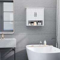 Armario de Pared para Baño Mueble Suspendido de Baño con 2 Puertas y Estante Ajustable y Almacenamiento Abierto para Aseo Dormitorio Ducha 60x19,8x58 cm Blanco - details 2