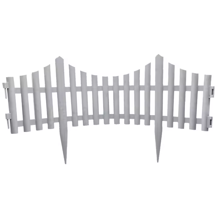 Tradineur - Valla de plástico decorativa de jardín - Borde para cespéd, plantas, flores, decoración de exterior - N.º 5 - 32,5 x 60 x 0,7 cm - Color Gris Claro - 1