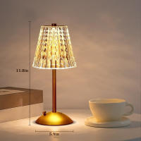 Lámpara De Mesa Recargable De Cristal Con Luz Nocturna 3 Colores Ajustables LED Táctil Portátil Para Dormitorio Y Sala De Estar - details 17