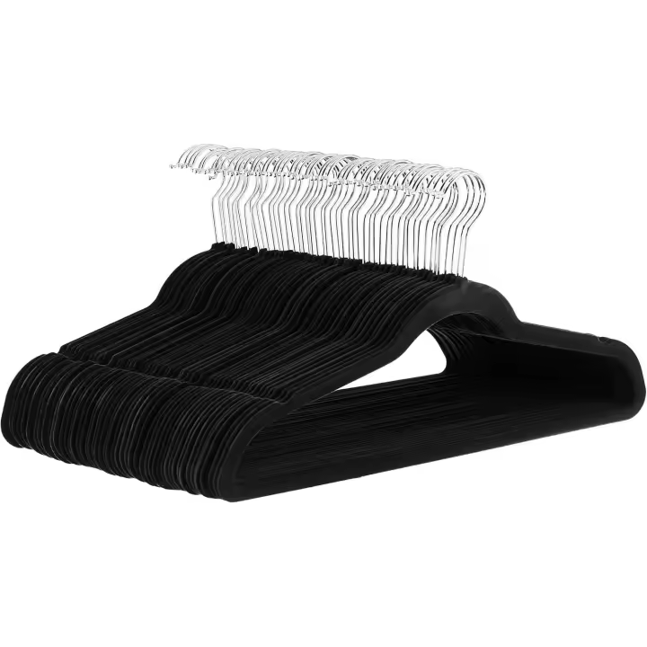 Perchas para trajes Basics Slim Velvet antideslizantes (paquete de 30), color negro - 1