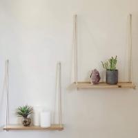 Estante De Pared De Madera Con Soporte Para Macetas Y Silla De Correa Decoración Nórdica Moderna Para El Hogar Diseño Simple Montaje En Pared - details 3