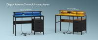 VASAGLE Escritorio con Cajones de Tela, Luces LED y Tomas Corriente Incorporadas, Estante para Monitor, Escritorio Esquinero, 2 Cajones, 2 Puertos USB, para Oficina Casa, Negro Ébano/Marrón Rústico - details 5