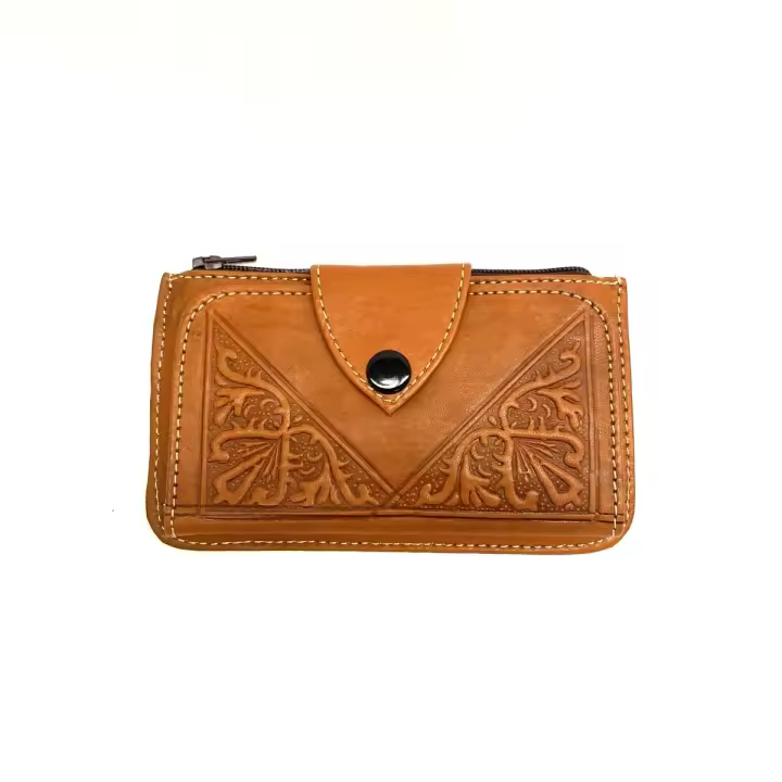 Cartera marroquí de piel Tabihe - marroquinería 100% artesanía - 4 Colores - 1
