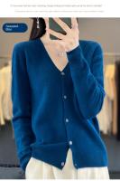 Suéter De Punto De Lana Merino 100% Para Mujer Cuello V Otoño Invierno Estilo Coreano Versátil Moda Oficina Regular Cierre Único Manga Larga - details 28