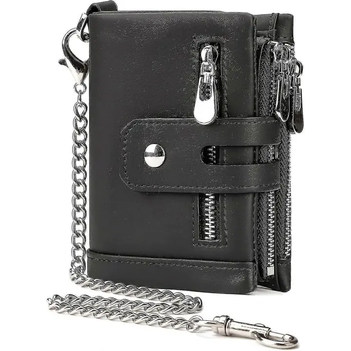 Cartera de la cartera de cuero de los helicópteros con el Monedero DE LA Moneda del titular y De La Cremallera de la tarjeta de Crédito, Negro - 1