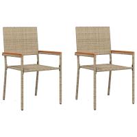 Sillas de jardín apilables vidaXL con cojines, 2 piezas, Beige, Ratán - details 1