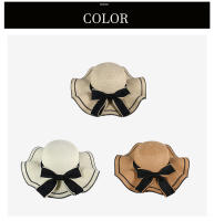 Sombrero De Paja Con Borde De Encaje Y Lazo Para Mujer Verano Resistente Al Sol Plegable Moda Y Protectora Para Vacaciones En La Playa - details 3