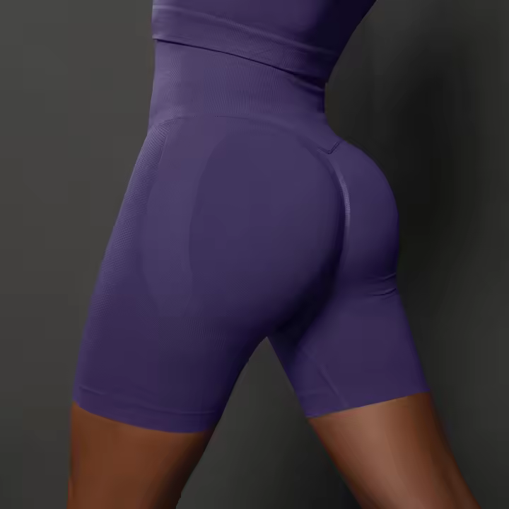 Shorts De Yoga Para Mujer Deporte Cortas De Cintura Alta Sin Costuras Para Gimnasio Y Ciclismo Elevador De Glúteos Fitness - 1