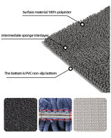 Alfombra De Baño Antideslizante Con Suelo De PVC Pelo Largo Y Grueso Alfombrilla De Baño Tejida Secado Rápido Duradero 0.79 Pulgadas - details 5