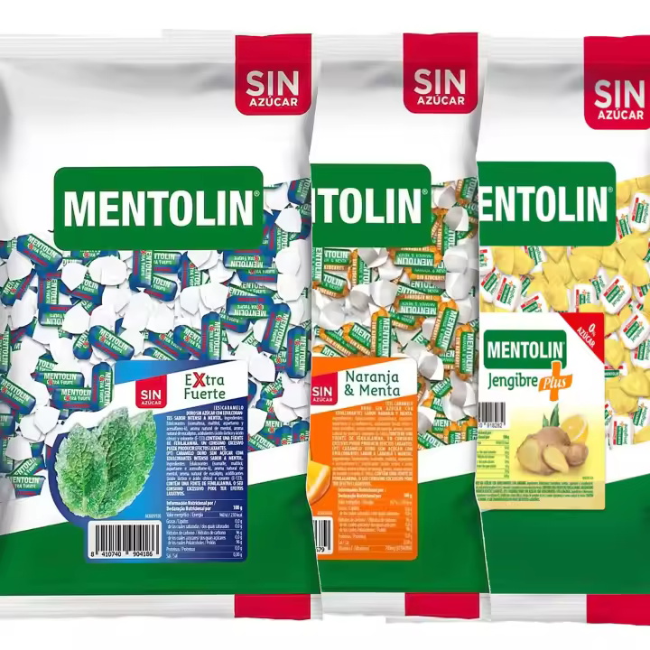 MENTOLIN PACK 3 Kg caramelos sin azúcar garganta Extra Fuerte & Naranja & Plus Jengibre - 1