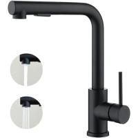 BIT Mezclador de cocina con ducha extraíble, Monomando, rotación de 360°, 2 modos de ducha Grifo para fregadero de cocina - Negro - details 0