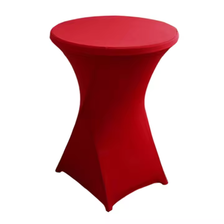 Cubierta de mesa Color sólido Diseño Alto Elástico Aceite A Prueba de Cóctel Ajuste Universal Instalación Simple Redondo High Top Mantel - 1