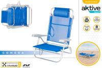 AKTIVE Silla playa plegables, 7 posiciones gran surtidos de modelos 47x49x82 cm Incluye cojín acolchado, Asas de transporte, Soporta 110 kg, Sillas respaldo reclinable, Multiposición oficial CALIDAD DE CONFIANZA TOP VENTAS AZUL CLARO,NARANJA.AZUL MARINO - details 2