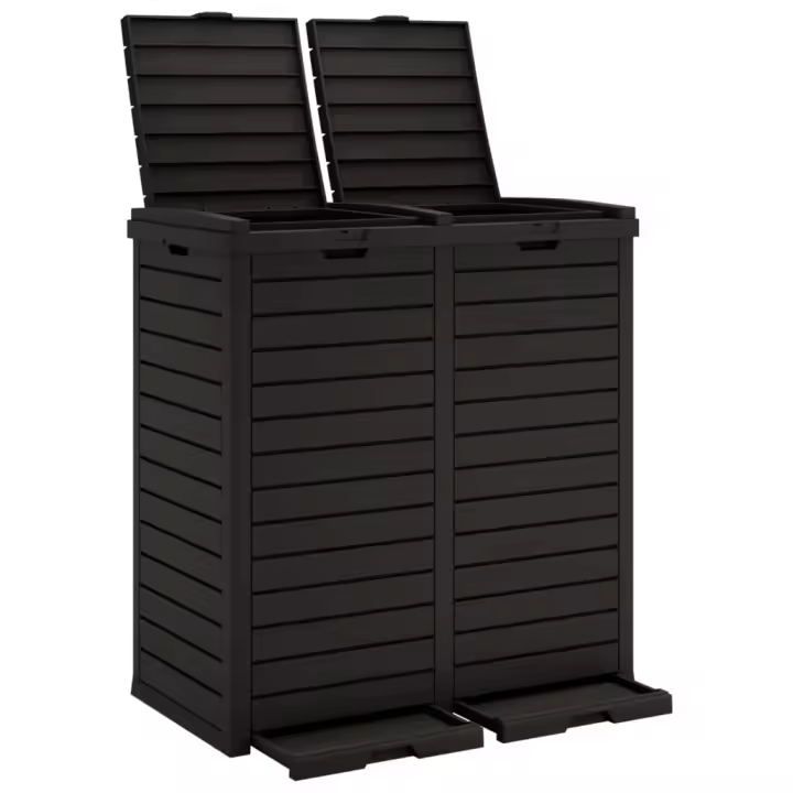 vidaXL Cubo de basura de exterior polipropileno 78x41x86 cm Color Negro,  Marrón claro, y mas - 1