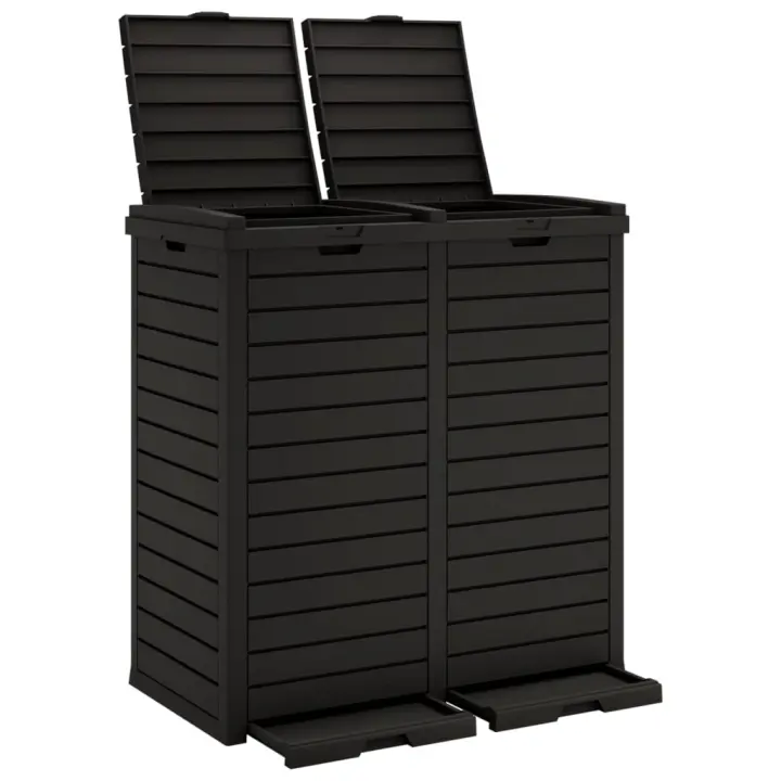 vidaXL Cubo de basura de exterior polipropileno 78x41x86 cm Color Negro,  Marrón claro, y mas - 1