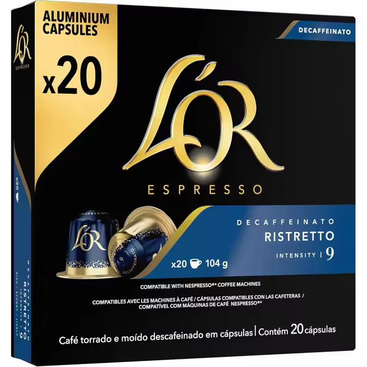 L'Or Espresso Café Cápsulas Ristretto Decaffeinato - 20 Cápsulas - 1