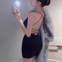 Vestido Bodycon De Verano Para Mujer Camisola Sin Mangas Color Sólido Cruzado Espalda Descubierta Y2K Sexy Y Club Longitud Pierna - details 1