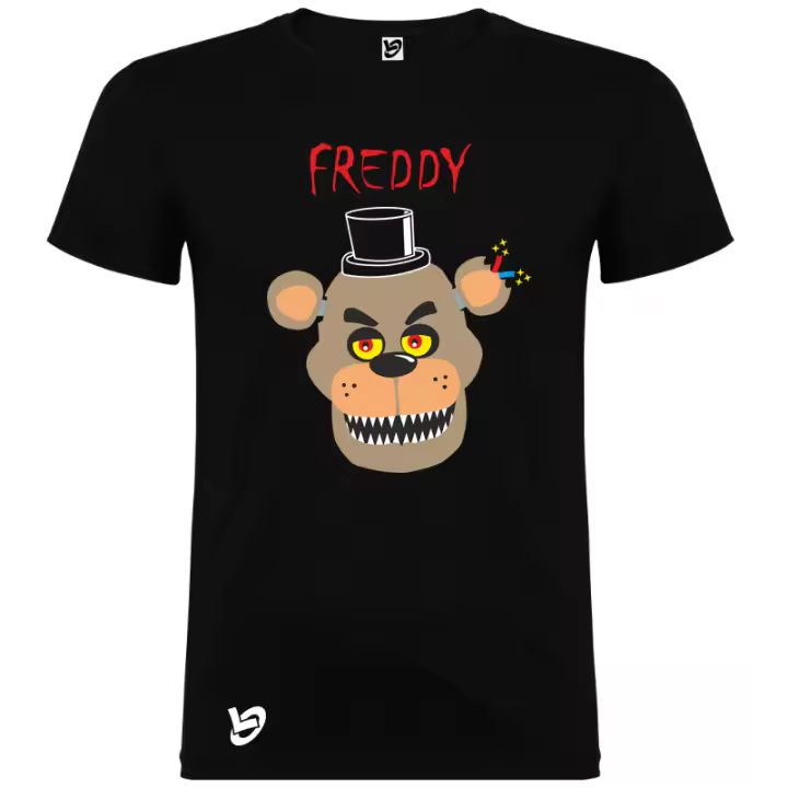 LOGOTIZATE - Camiseta Freddy FNAF - Diseño único con la terrorífica cara de Freddy de la serie Five Nights at Freddy's - Manga corta - Unisex - 100% algodón - color negro - 1