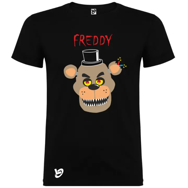 LOGOTIZATE - Camiseta Freddy FNAF - Diseño único con la terrorífica cara de Freddy de la serie Five Nights at Freddy's - Manga corta - Unisex - 100% algodón - color negro - 1
