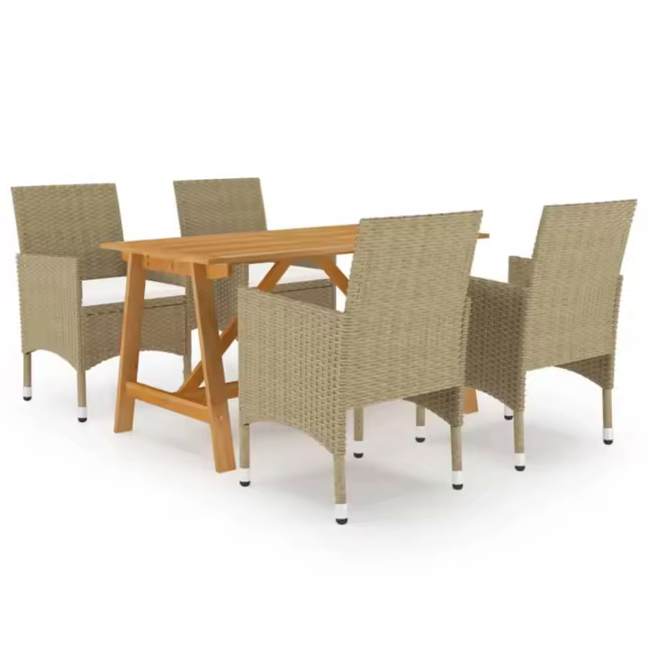 vidaXL Juego de comedor para jardín de 5 piezas beige - 1