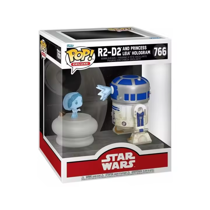 Funko Pop Deluxe Star Wars Figura R2-D2 con Holograma de la Princesa Leia y Cabeza Oscilante - 1