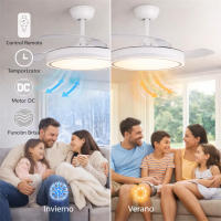 Ventilador de techo retráctil de lujo 80 W con luz y control remoto, aspas ocultas, flujo de aire ajustable, luz LED con atenuación continua, motor DC silencioso, ideal para 10-15 m² - details 4