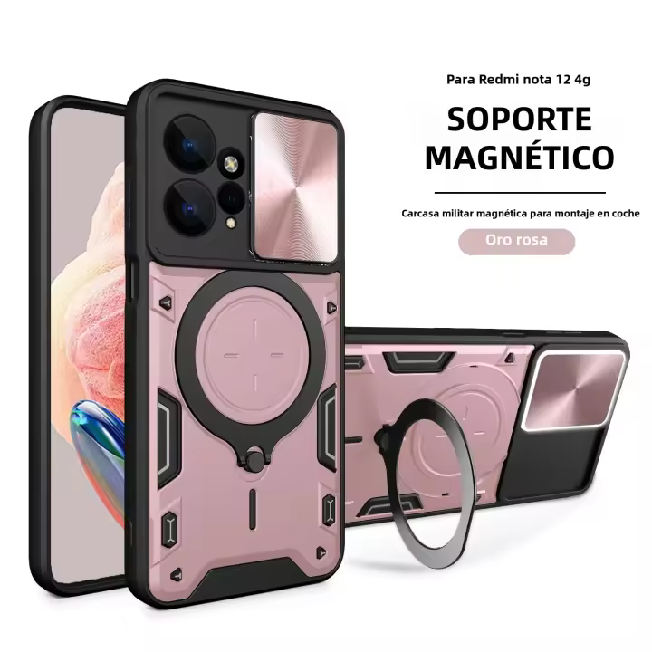 Funda Protectora Magnética Magsafe Para Redmi Note 12 4G 12s Con Anillo Metálico Y Protección De Cámara Cubierta Hybrída Compatible Con Redmi Note12 pro plus - 1