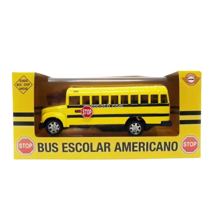 XOCOTŌ® Bus Escolar Americano Metálico - Maqueta de vehíclo en miniatura, metálico, STOP abatible - Escala 1:35 - xocoto - 1